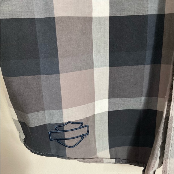 Harley Davidson Genuine Short Sleeve Cotton Button Down Shirt Gray Size Large - Picture 5 of 10